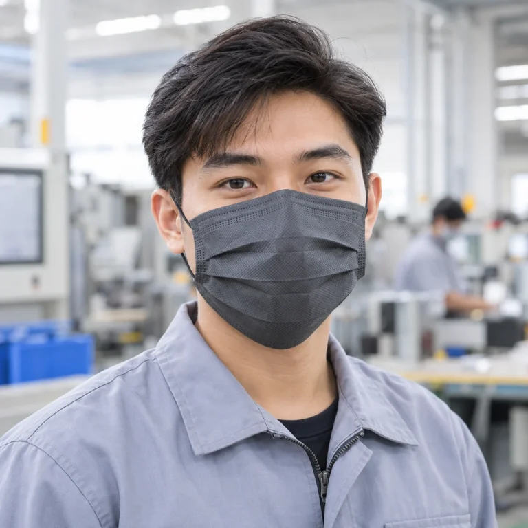 Khẩu trang bảo hộ xám chì nitrile thoáng khí trên người mẫu Việt Nam